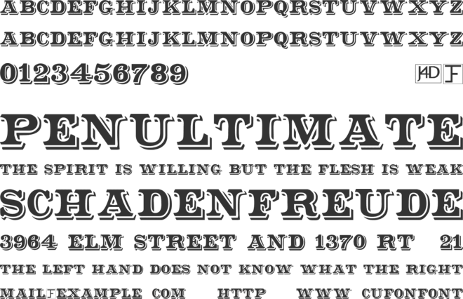 Shadowed Serif font preview