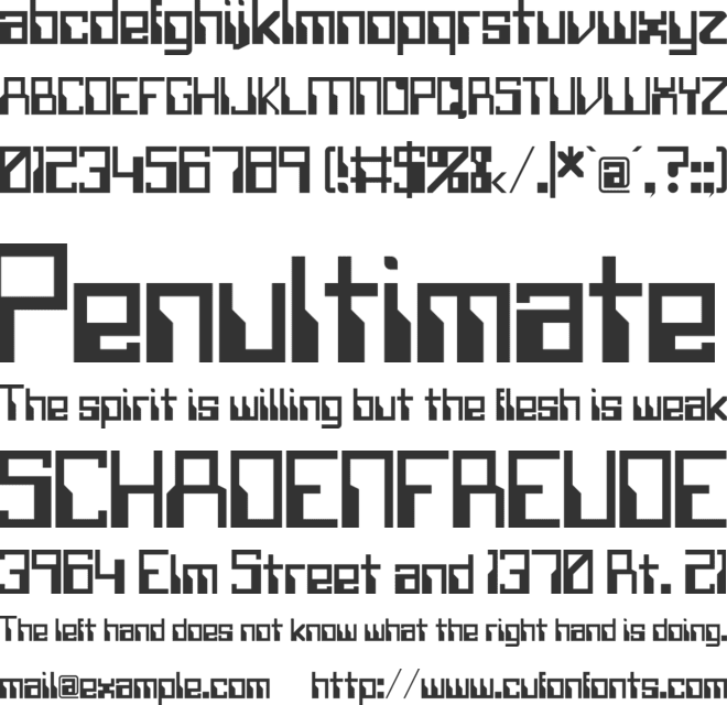Futuristic Weegee Unicode font preview