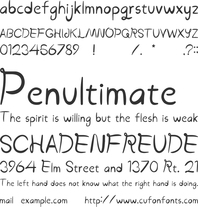Tangan Handwritten font preview