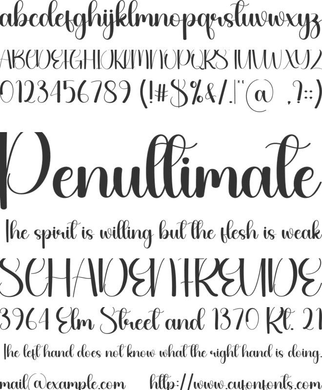 Cutebaby font preview