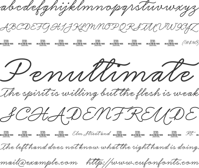Find Me There PERSONAL USE font preview