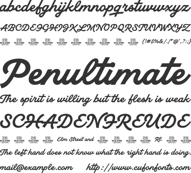 Jaybird PERSONAL USE font preview