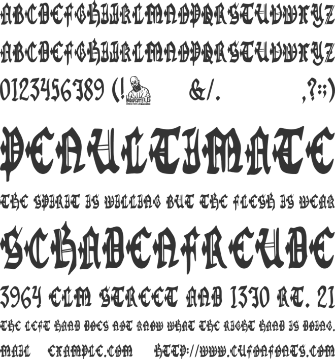 Dark White Liberty font preview