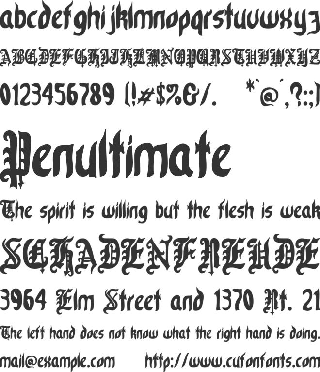 Infinity Gothic font preview