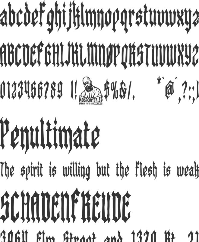 Gothic Evil Festival Simple font preview