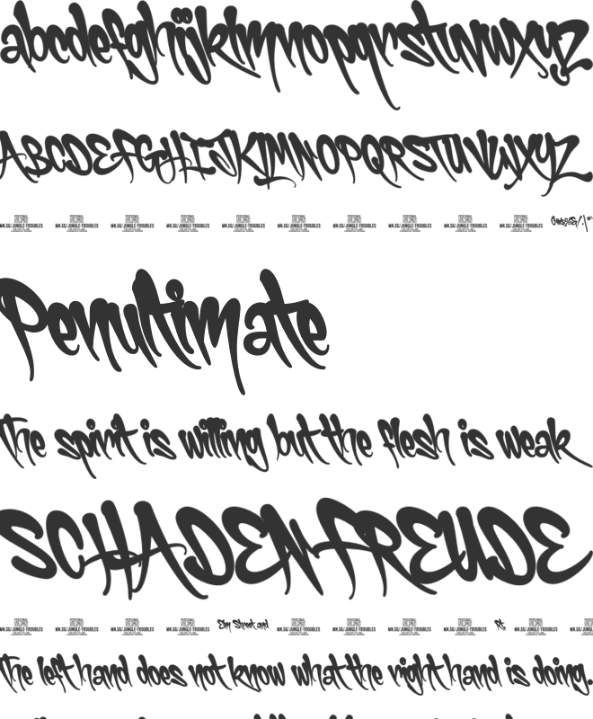 Jungle Troubles PERSONAL USE font preview