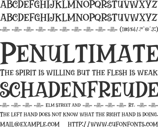 Creepy House PERSONAL USE font preview