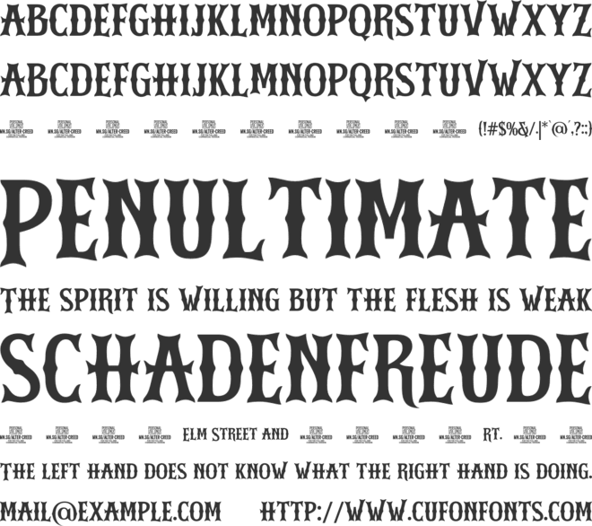 Alter Creed PERSONAL USE font preview