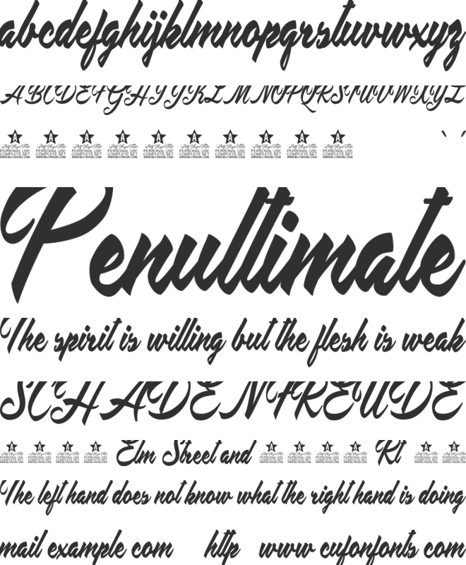 Placid Pool Personal Use font preview