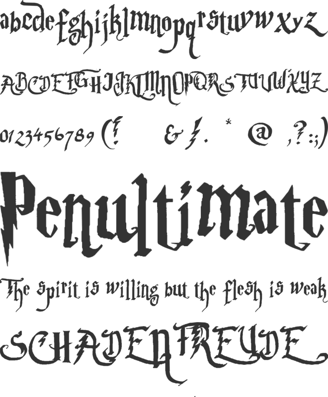 Parry Hotter font preview