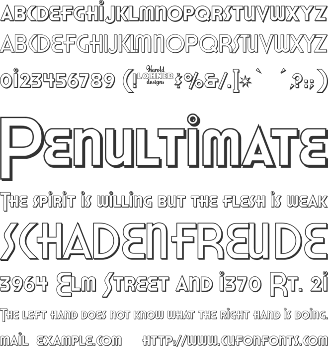 Honest John's Shadow font preview