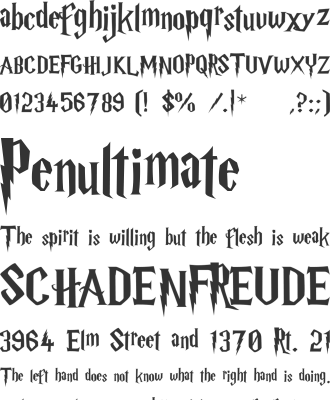 Harry P font preview