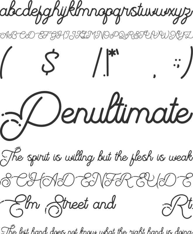 The Beautyline font preview