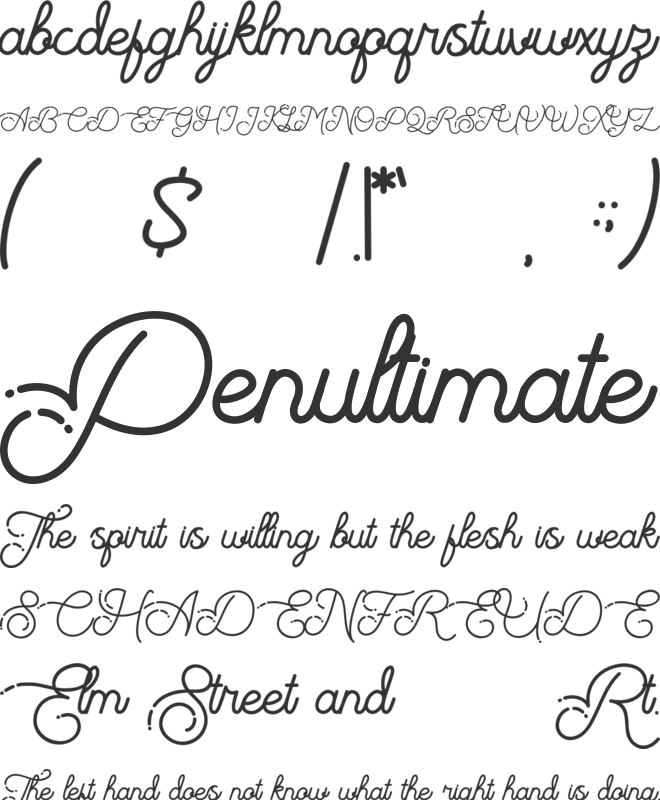 The Beautyline font preview