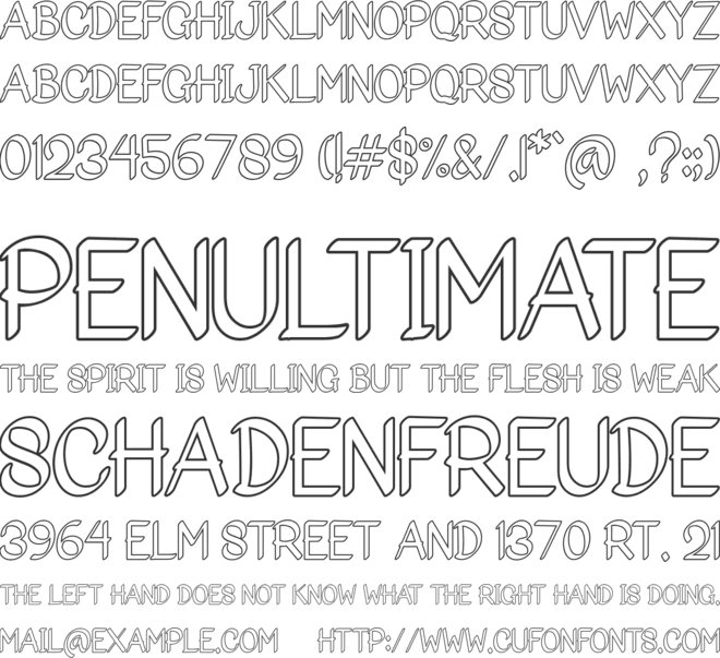 Bigoutliner font preview
