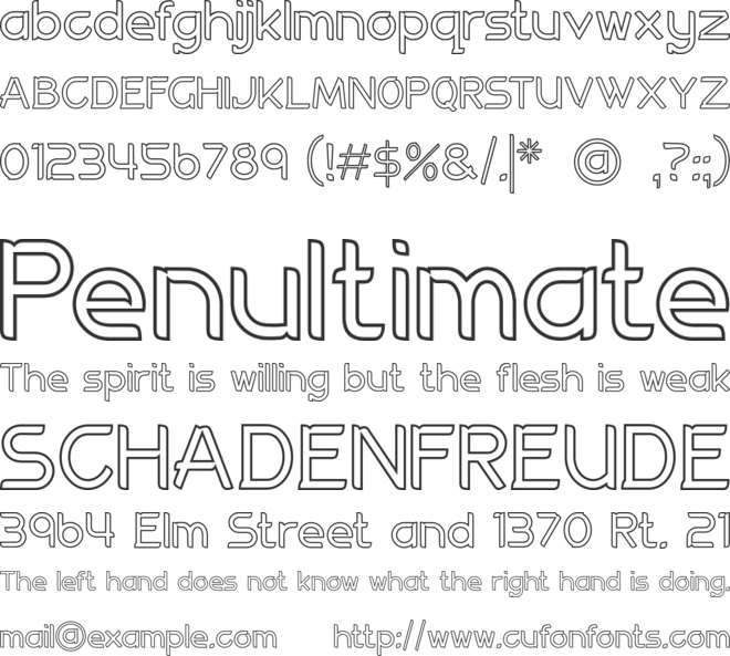 Allenatore  Outline font preview