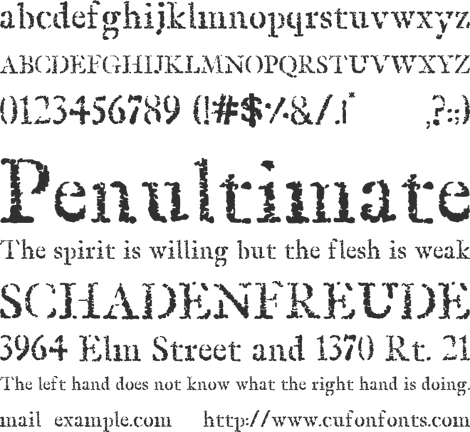 Old Rubber Stamp font preview