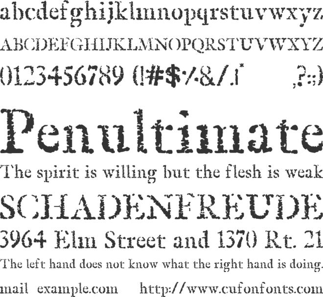 Old Rubber Stamp font preview