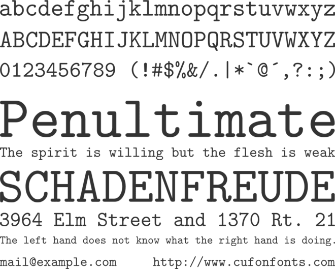 CMU Typewriter Text font preview