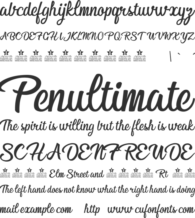 Afternoon in Stereo Personal Us font preview