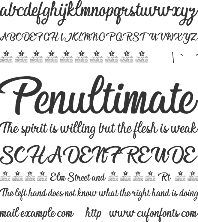 Afternoon in Stereo Personal Us font preview