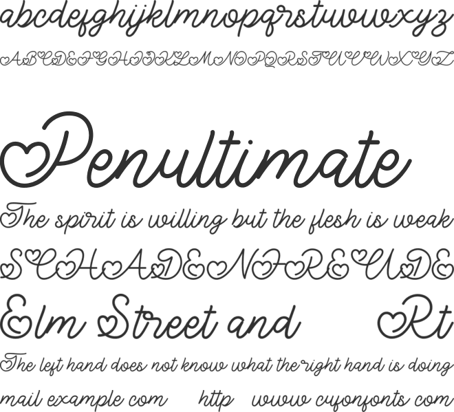 Lovely Valentine font preview