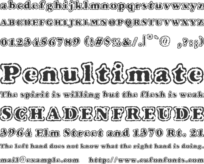 VTC Fuzzy Punky Slippers font preview