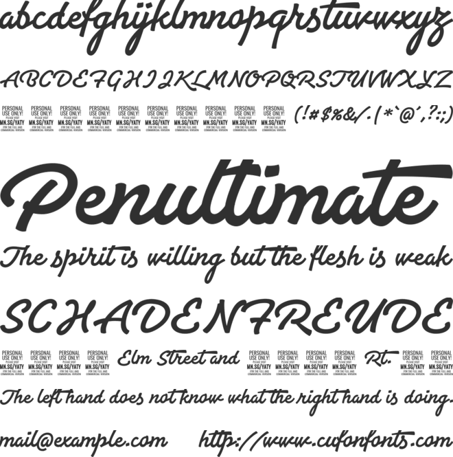 Yaty PERSONAL USE ONLY font preview