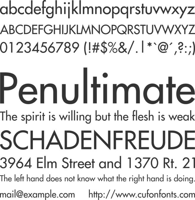 Futura LT font preview