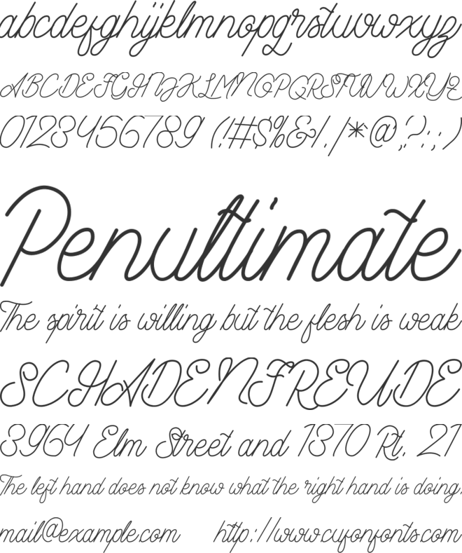 Aamono line font preview