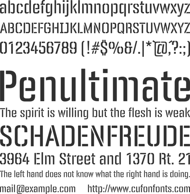 Panfleta Stencil font preview