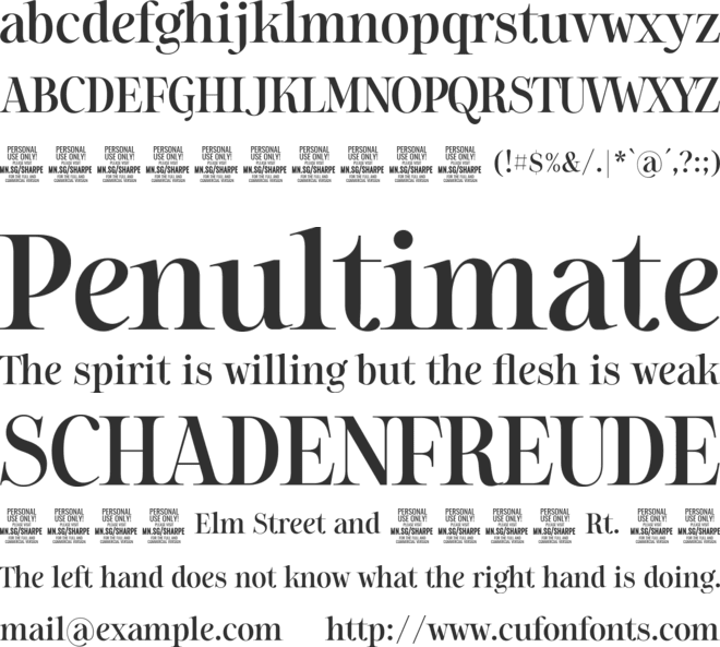 Sharpe PERSONAL font preview
