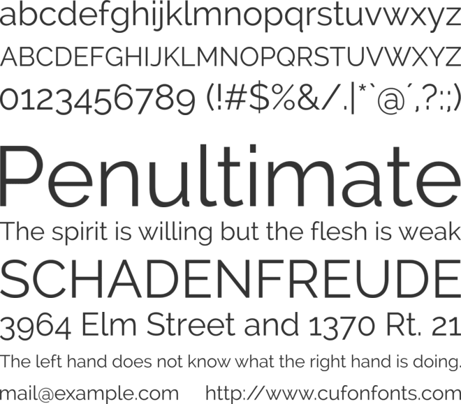 Raleway font preview