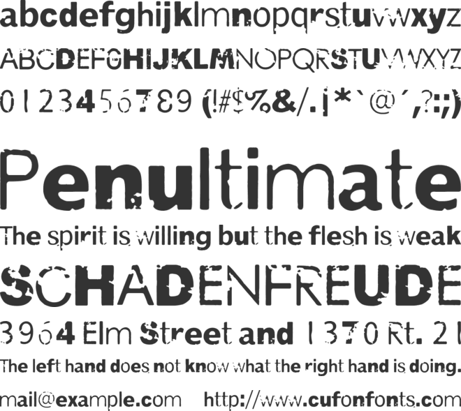 Damage Red font preview