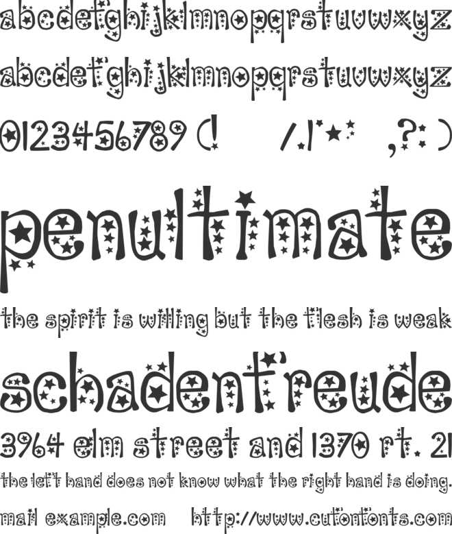 sabrina star font preview