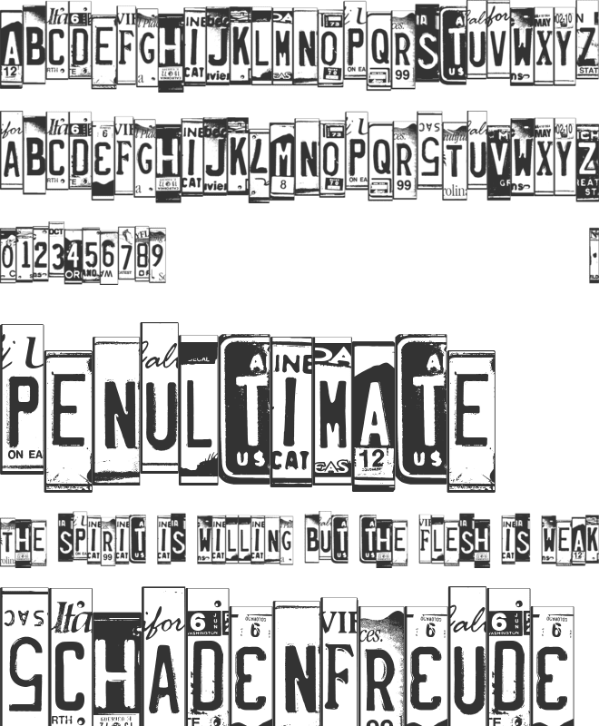 LicensePlates font preview
