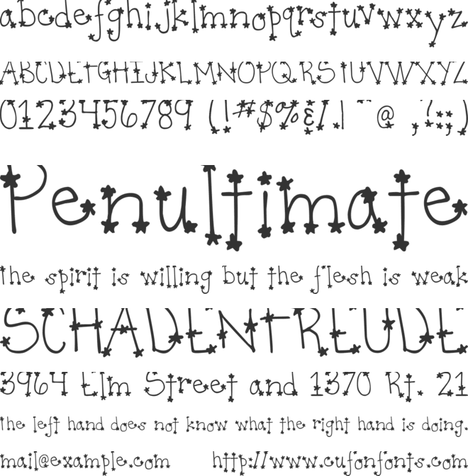 DJB It's Full of Stars font preview