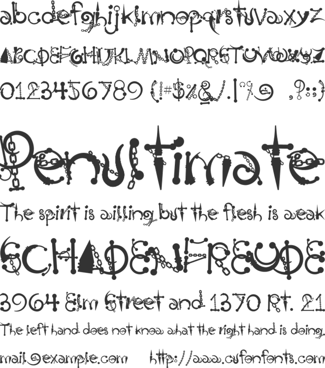 Body Piercing & Chains font preview