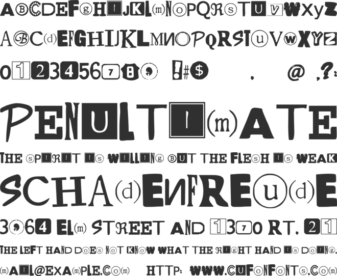 Yet Another Ransom Note font preview