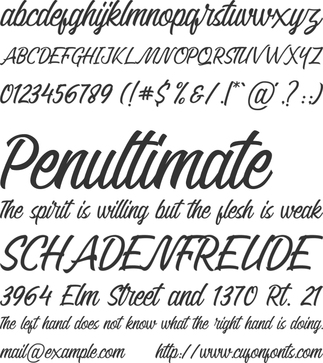 Vertica font preview