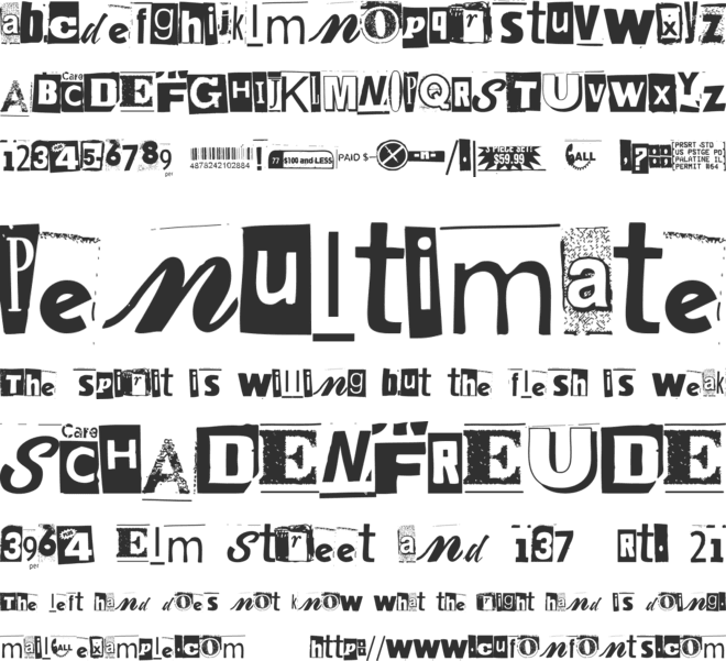 Anonymous Clippings font preview