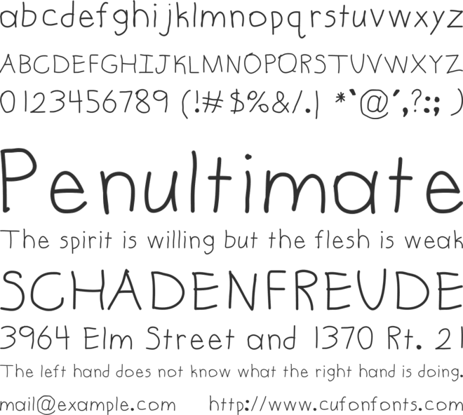Handwritten font preview