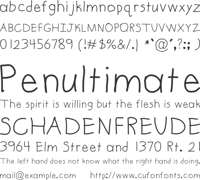 Handwritten font preview