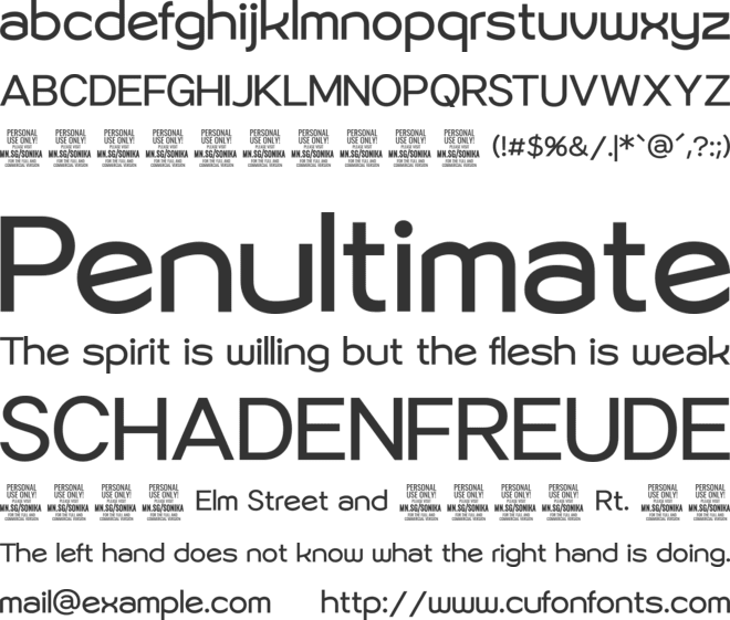 Sonika PERSONAL USE font preview