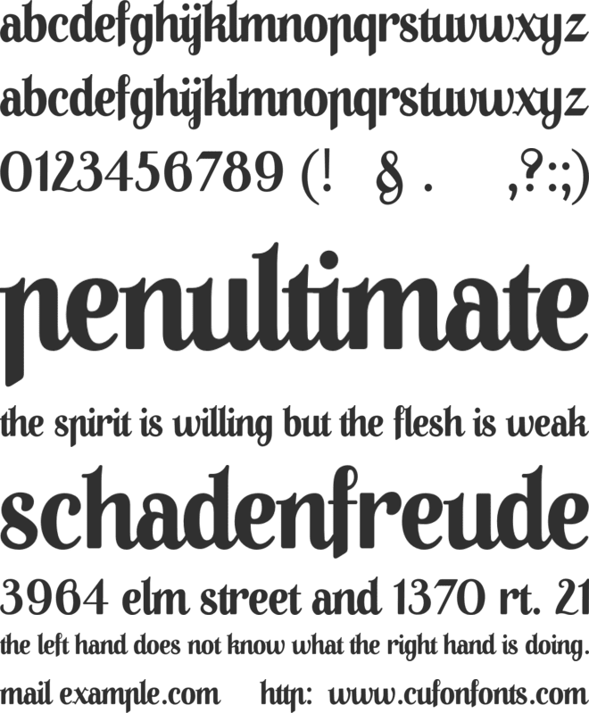 A Pompadour Display Sample font preview
