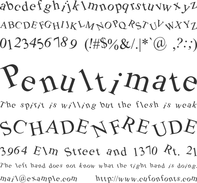 Crooked font preview