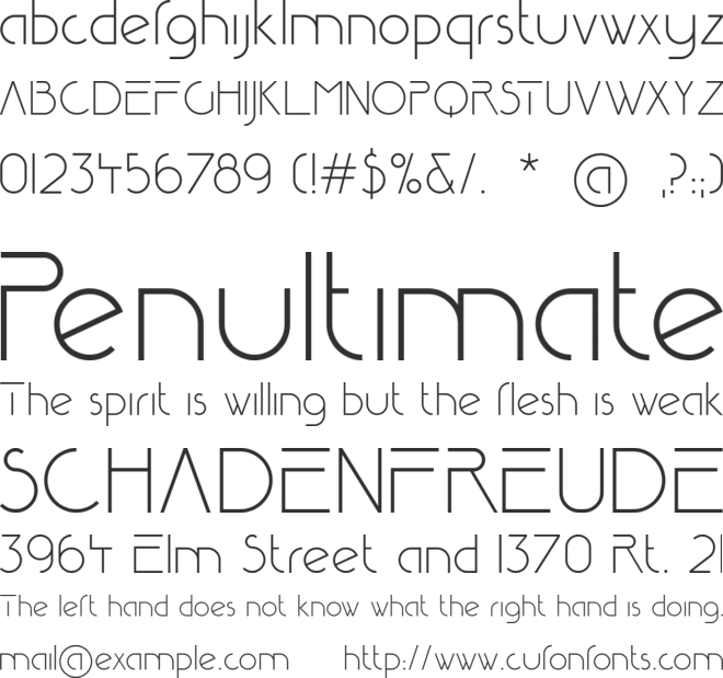Reduza Infinity font preview