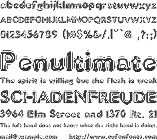 VTC Liquor Crystal Display font preview