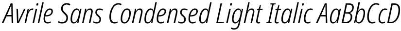 Avrile Sans Condensed Light Italic font