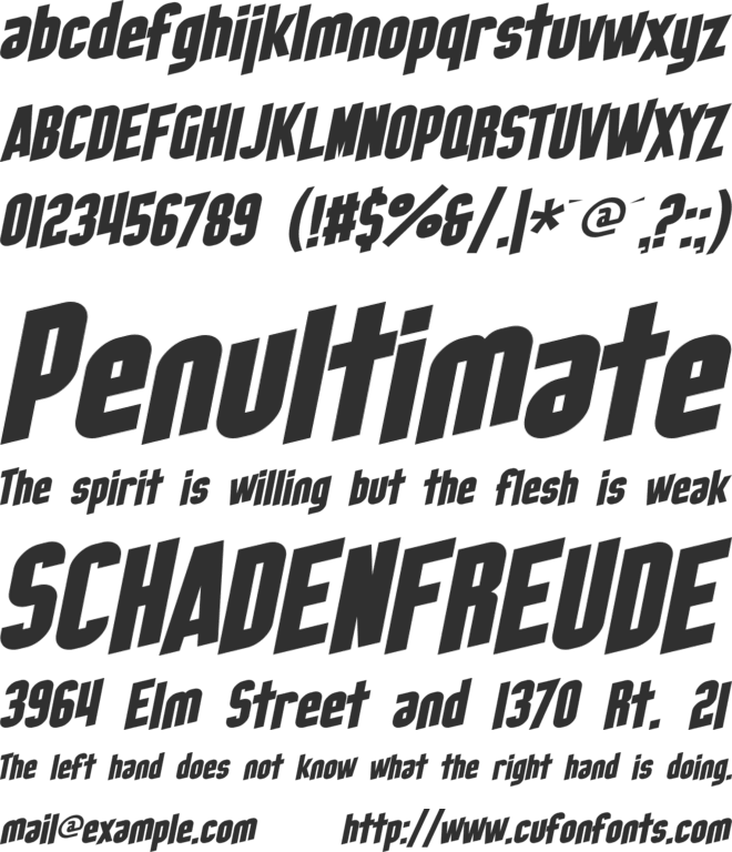 SF Obliquities font preview
